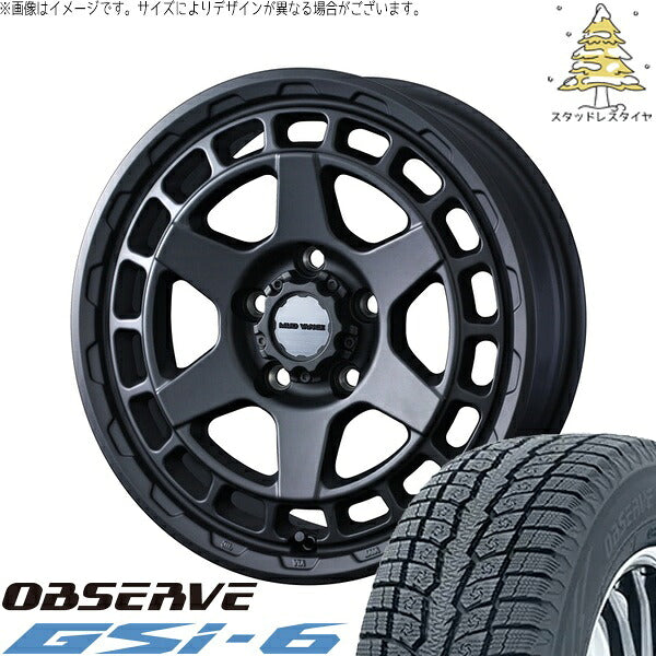 トーヨータイヤ オブザーブ Gsi-6 215/70R16 + マッドヴァンスX タイプS フルマットブラック 16インチ 5.5J +22 5H139.7P スタッドレス・ホイール4本セット。1枚目。