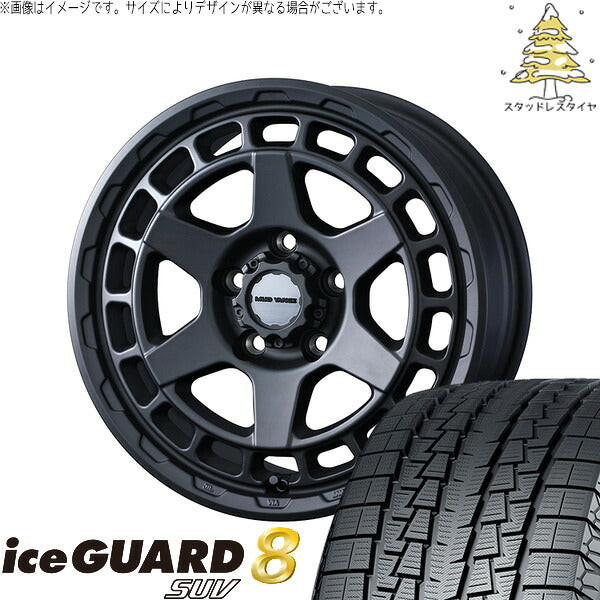 ヨコハマタイヤ アイスガード8 SUV 215/70R16 + マッドヴァンスX タイプS フルマットブラック 16インチ 7J +35 5H114.3P スタッドレス・ホイール4本セット。1枚目。