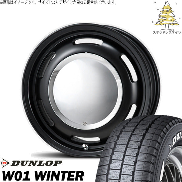 ダンロップ W01 WINTER 195/80R15 + ラグテック ネオムーン2 マットブラック 15インチ 6J +33 6H139.7P スタッドレス・ホイール4本セット。1枚目。