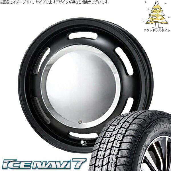 グッドイヤー アイスナビ セブン (ICENAVI7) 165/70R14 + ラグテック ネオムーン2 マットブラック 14インチ 4.5J +43 4H100P スタッドレス・ホイール4本セット。1枚目。