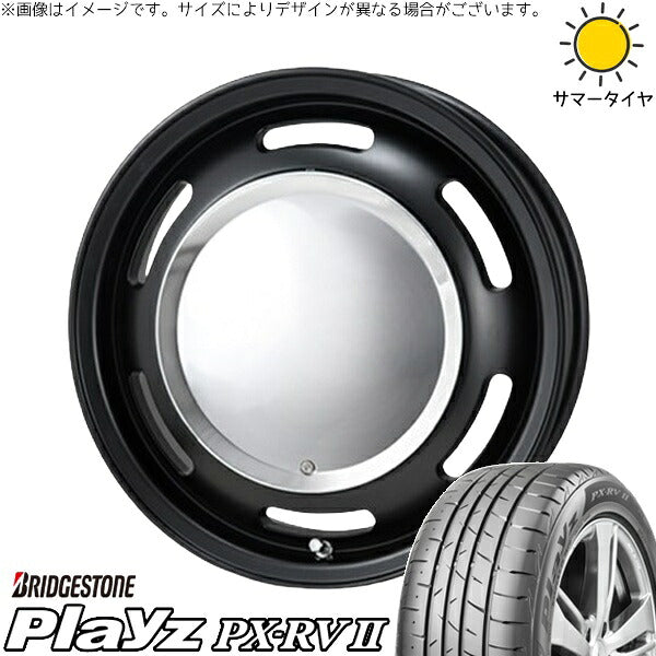 ブリヂストン プレイズ PX-RV2 195/65R15 + ラグテック ネオムーン2 マットブラック 15インチ 6J +44 4H100P サマー・ホイール4本セット。1枚目。