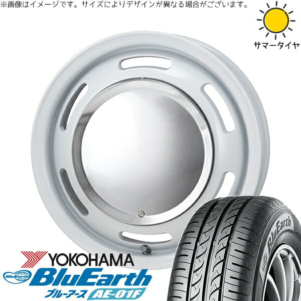ヨコハマタイヤ ブルーアース AE-01F 165/70R14 + ラグテック ネオムーン2 ホワイト 14インチ 4.5J +43 4H100P サマー・ホイール4本セット。1枚目。