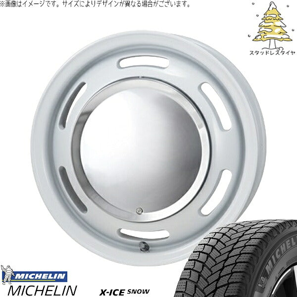 ミシュラン エックスアイス スノー 155/65R13 + ラグテック ネオムーン2 ホワイト 13インチ 4.00B +43 4H100P スタッドレス・ホイール4本セット。1枚目。