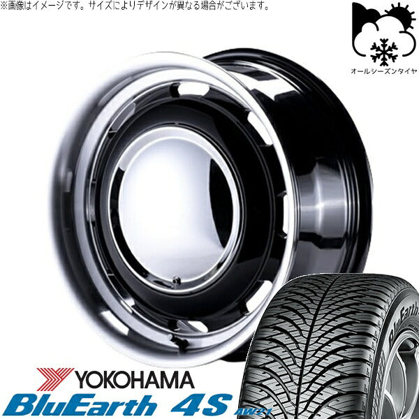ヨコハマタイヤ ブルーアース4S AW21 215/70R16 + ラグテック ネオムーン3 ブラック/リムポリッシュ 16インチ 6.5J +38 6H139.7P オールシーズン・ホイール4本セット。1枚目。