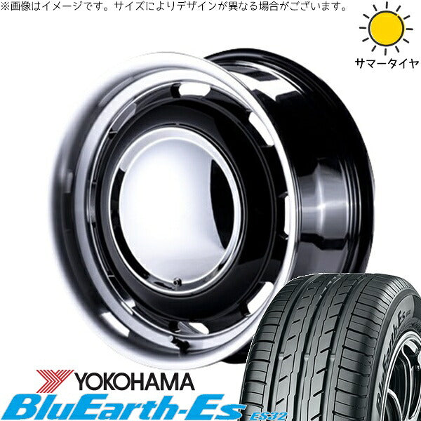 ヨコハマタイヤ ブルーアース ES32 165/60R15 + ラグテック ネオムーン3 ブラック/リムポリッシュ 15インチ 5J +45 4H100P サマー・ホイール4本セット。1枚目。