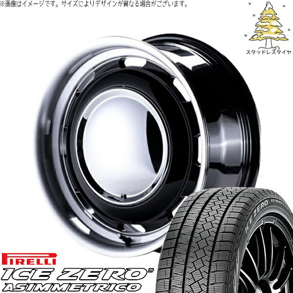 ピレリ アイスゼロアシンメトリコ (ICEZERO ASIMMETRICO) 215/65R16 + ラグテック ネオムーン3 ブラック/リムポリッシュ 16インチ 6.5J +38 6H139.7P スタッドレス・ホイール4本セット。1枚目。