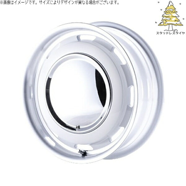 輸入スタッドレスタイヤ(銘柄指定不可) 165/50R15 + ラグテック ネオムーン3 ホワイト/リムポリッシュ 15インチ 5J +45 4H100P ホイール4本セット。1枚目。