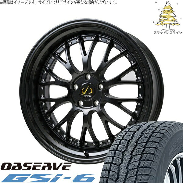 トーヨータイヤ オブザーブ Gsi-6 (OBSERVE Gsi-6) 225/55R18 + シュティッヒ メッシュ NR セミグロスブラック 18インチ 7.0J +38 5H114.3P スタッドレス・ホイール4本セット。1枚目。