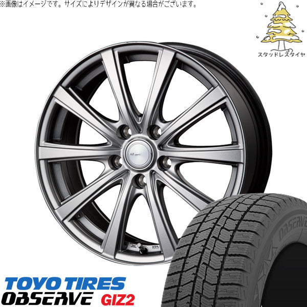 トーヨータイヤ OBSERVE 185/65R15 + AZ sports NR-10 メタリックグレー 15インチ 6.0J +43 5H100P スタッドレス・ホイール4本セット。1枚目。