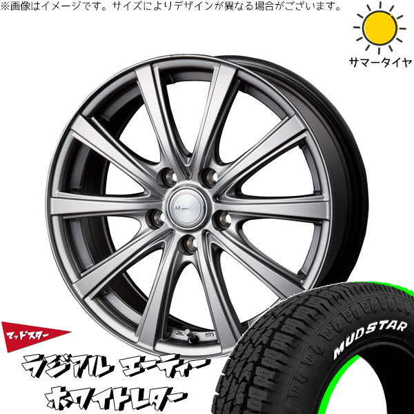 マッドスター ラジアルAT 195/65R15 + AZ sports NR-10 メタリックグレー 15インチ 6.0J +43 5H100P サマー・ホイール4本セット。1枚目。