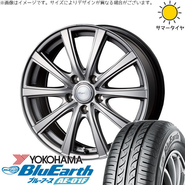 ヨコハマタイヤ ブルーアース AE01F 195/65R15 + AZ sports NR-10 メタリックグレー 15インチ 6.0J +53 5H114.3P サマー・ホイール4本セット。1枚目。