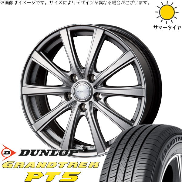 ダンロップ グラントレック PT5 215/50R18 + AZ sports NR-10 メタリックグレー 18インチ 7.5J +48 5H114.3P サマー・ホイール4本セット。1枚目。