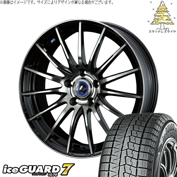 ヨコハマタイヤ アイスガードセブン IG70 215/45R17 + レオニス ナヴィア05 ブラックミラーカット/ブラッククリアー 17インチ 7J +47 5H100P スタッドレス・ホイール4本セット。1枚目。
