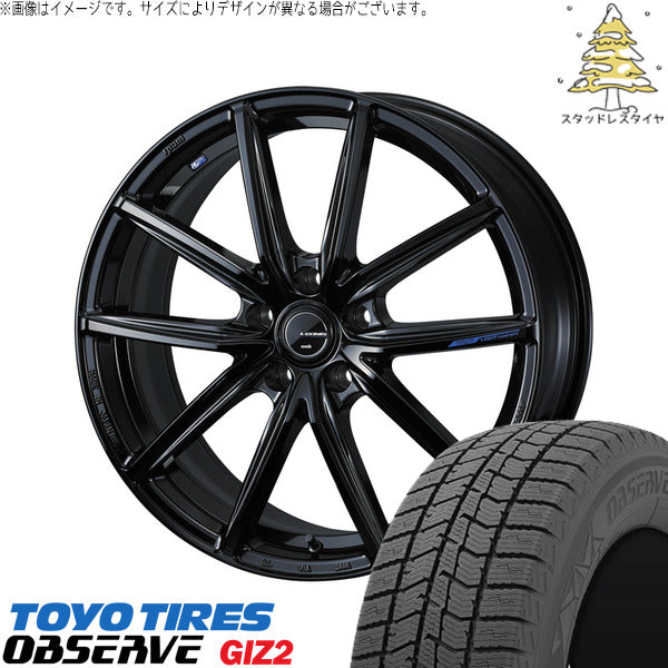 トーヨータイヤ OBSERVE 215/45R18 + レオニス ナヴィア08 プレミアムブラック 18インチ 7.5J +36 5H114.3P スタッドレス・ホイール4本セット。1枚目。