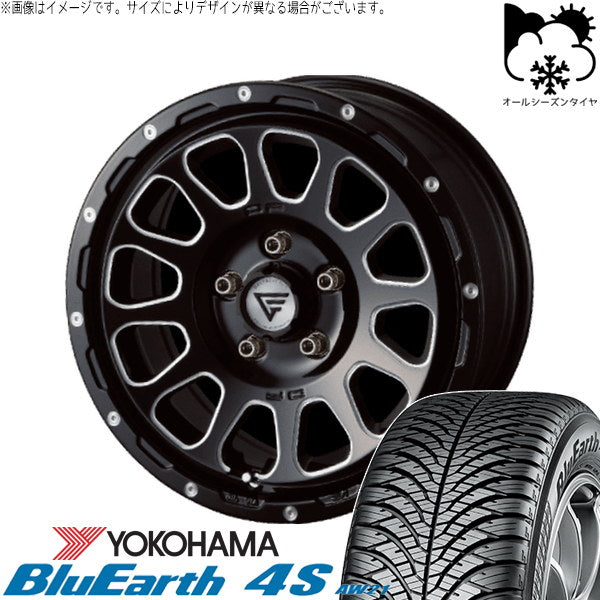 ヨコハマタイヤ ブルーアース4S AW21 215/70R16 + オーバル ブラックマシニング 16インチ 7J +35 5H114.3P オールシーズン・ホイール4本セット。1枚目。