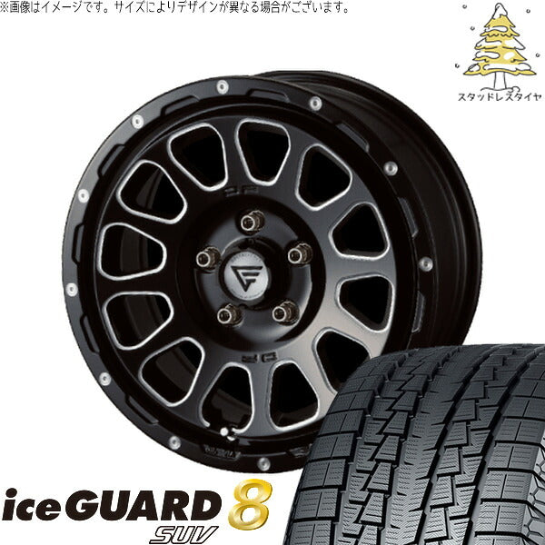 ヨコハマタイヤ アイスガード8 SUV 225/70R16 + オーバル ブラックマシニング 16インチ 7J +35 5H114.3P スタッドレス・ホイール4本セット。1枚目。