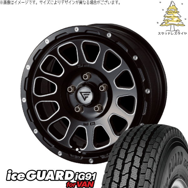 ヨコハマタイヤ アイスガード91 IG91 185/85R16 + オーバル ブラックマシニング 16インチ 7J +35 5H114.3P スタッドレス・ホイール4本セット。1枚目。