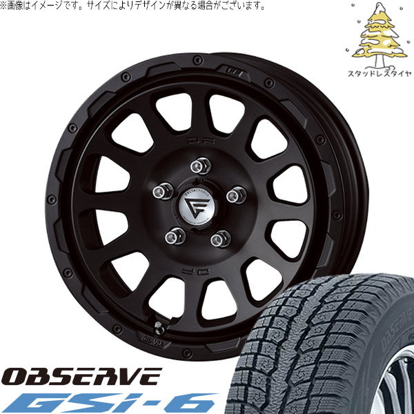 トーヨータイヤ オブザーブ Gsi-6 215/70R16 + オーバル マットブラック 16インチ 6J -5 5H139.7P スタッドレス・ホイール4本セット。1枚目。