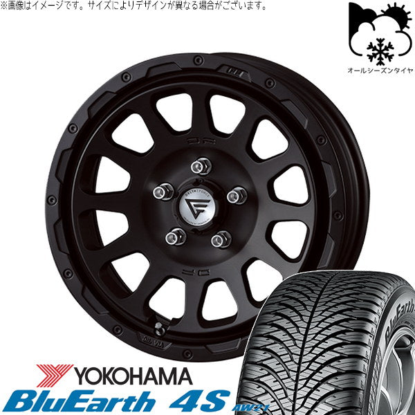 ヨコハマタイヤ ブルーアース4S AW21 215/70R16 + オーバル マットブラック 16インチ 7J +42 5H114.3P オールシーズン・ホイール4本セット。1枚目。
