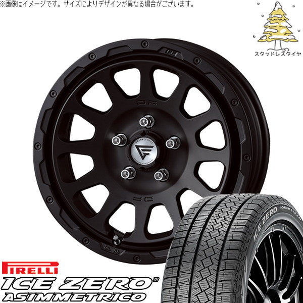 ピレリ アイスゼロアシンメトリコ 195/65R16 + オーバル マットブラック 16インチ 7J +35 5H114.3P スタッドレス・ホイール4本セット。1枚目。