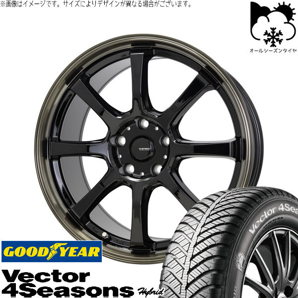 グッドイヤー ベクター4シーズンズ ハイブリッド 165/70R14 + Gスピード P08 ブラック/ブロンズクリア 14インチ 4.5J +45 4H100P オールシーズン・ホイール4本セット。1枚目。