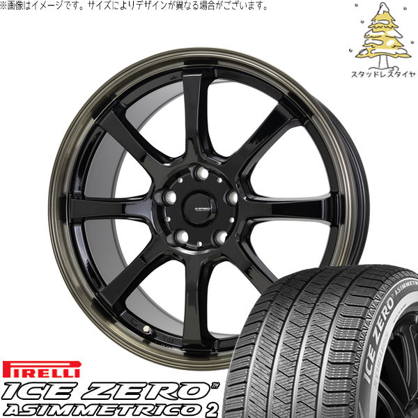 ピレリ アイスゼロアシンメトリコ2 225/45R18 + Gスピード P08 ブラック/ブロンズクリア 18インチ 7J +48 5H100P スタッドレス・ホイール4本セット。1枚目。