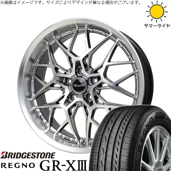 ブリヂストン レグノ GR-X3 235/35R19 + プレシャス アストM5 ハイパーシルバーポリッシュ 19インチ 8J +42 5H114.3P サマー・ホイール4本セット。1枚目。