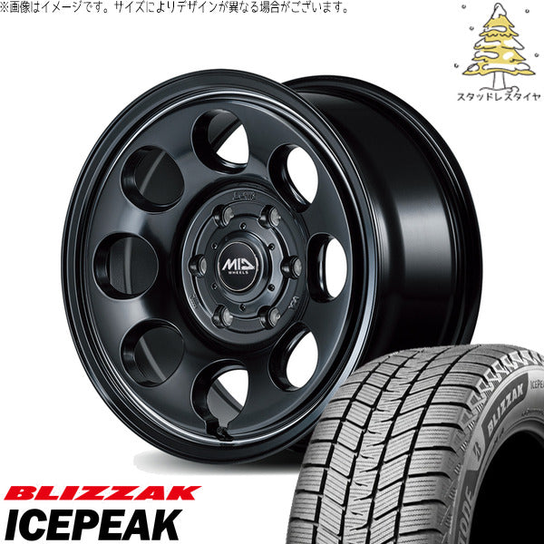ブリヂストン ブリザック ICEPEAK 215/65R16 + MIDホイール ガルシア パーム8 セミグロスブラック/ヴァーレイポリッシュ 16インチ 6.5J +38 6H139.7P スタッドレス・ホイール4本セット。1枚目。