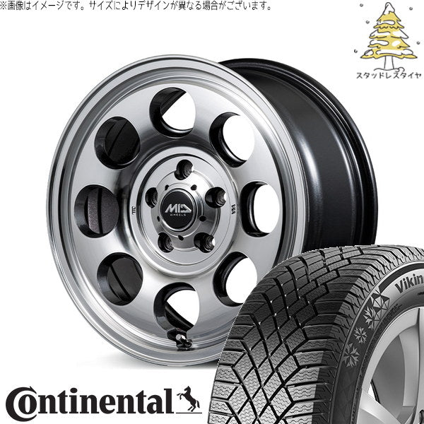 コンチネンタル バイキングコンタクト7 215/70R16 + MIDホイール ガルシア パーム8 メタリックグレー/ポリッシュ 16インチ 5.5J +20 5H139.7P スタッドレス・ホイール4本セット。1枚目。