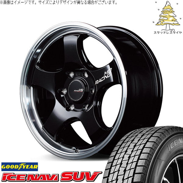 グッドイヤー アイスナビ SUV 215/60R17 + MIDレーシング R05-HC ブラックリムポリッシュ 17インチ 6.5J +38 6H139.7P スタッドレス・ホイール4本セット。1枚目。