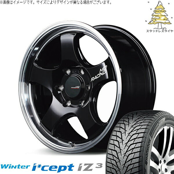 ハンコック ウィンターアイセプト IZ3 W636 (Winter i*cept iZ3 W636) 215/60R17 + MIDレーシング R05-HC ブラック/リムポリッシュ 17インチ 6.5J +38 6H139.7P スタッドレス・ホイール4本セット。1枚目。