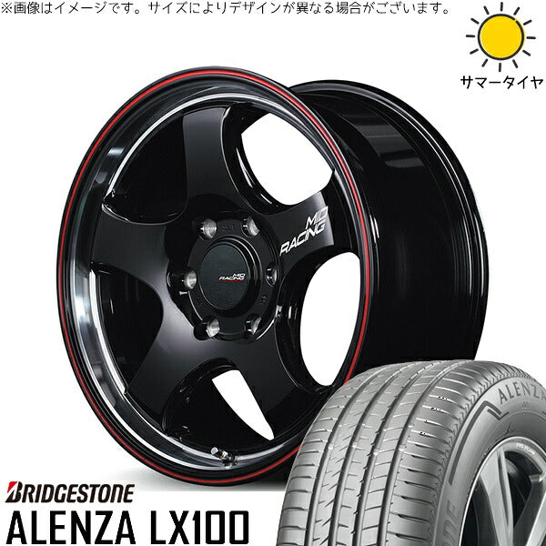 ブリヂストン アレンザ LX100 215/70R16 + MIDレーシング R05-HC ブラックリムヴァーティカルポリッシュ/レッドライン 16インチ 6.5J +38 6H139.7P サマー・ホイール4本セット。1枚目。