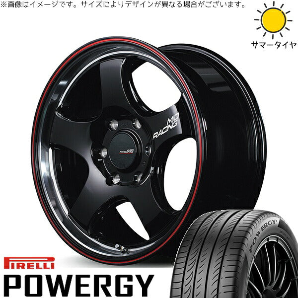 ピレリ パワジー 215/65R16 + MIDレーシング R05-HC ブラックリムヴァーティカルポリッシュ/レッドライン 16インチ 6.5J +38 6H139.7P サマー・ホイール4本セット。1枚目。