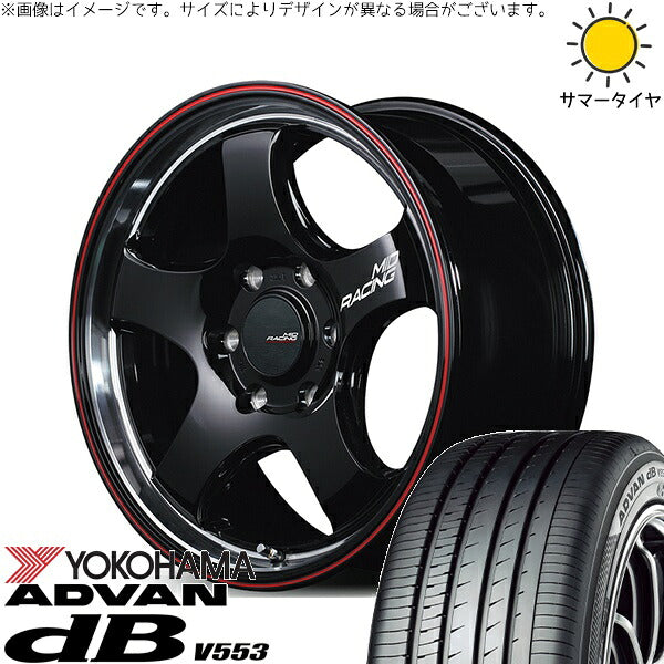 ヨコハマタイヤ アドバン デシベル V553 215/60R17 + MIDレーシング R05-HC ブラックリムヴァーティカルポリッシュ/レッドライン 17インチ 6.5J +38 6H139.7P サマー・ホイール4本セット。1枚目。