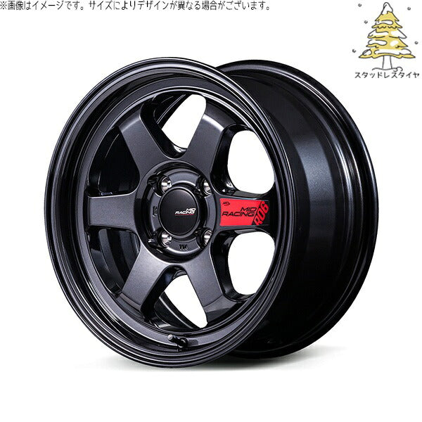 輸入スタッドレスタイヤ(銘柄指定不可) 165/60R15 + MIDレーシング R06 クリスタルブラック 15インチ 5J +45 4H100P ホイール4本セット。1枚目。