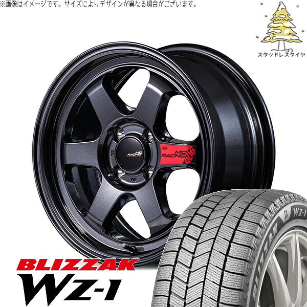 ブリヂストン ブリザック WZ-1 165/60R15 + MIDレーシング R06 クリスタルブラック 15インチ 5J +45 4H100P スタッドレス・ホイール4本セット。1枚目。