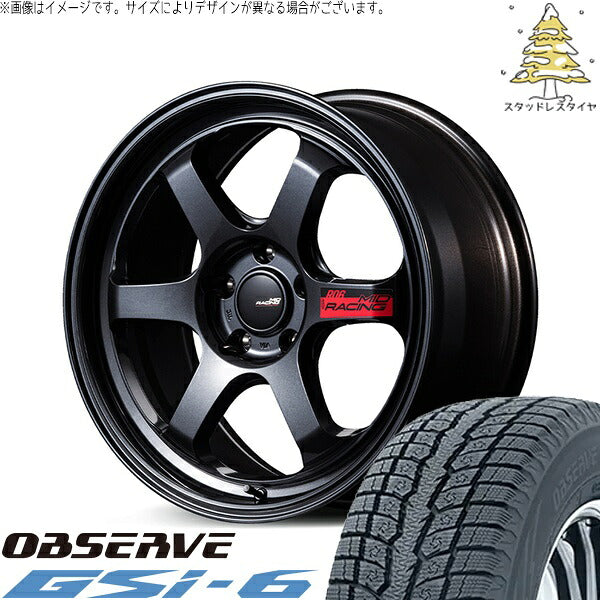 トーヨータイヤ オブザーブ Gsi-6 225/55R18 + MIDレーシング R06 クリスタルブラック 18インチ 7.5J +50 5H114.3P スタッドレス・ホイール4本セット。1枚目。