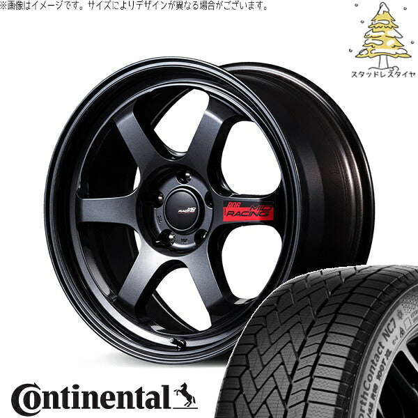 コンチネンタル ノースコンタクト NC7 225/55R17 + MIDレーシング R06 クリスタルブラック 17インチ 7.5J +44 5H114.3P スタッドレス・ホイール4本セット。1枚目。