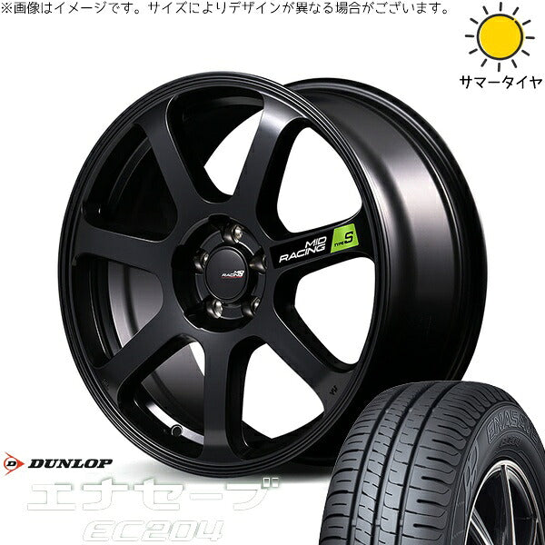 ダンロップ エナセーブ EC204 215/50R18 + MIDレーシング R07 タイプS セミグロスブラック 18インチ 8J +45 5H114.3P サマー・ホイール4本セット。1枚目。