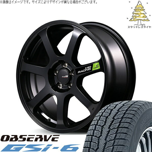 トーヨータイヤ オブザーブ Gsi-6 235/60R18 + MIDレーシング R07 タイプS セミグロスブラック 18インチ 8J +45 5H114.3P スタッドレス・ホイール4本セット。1枚目。