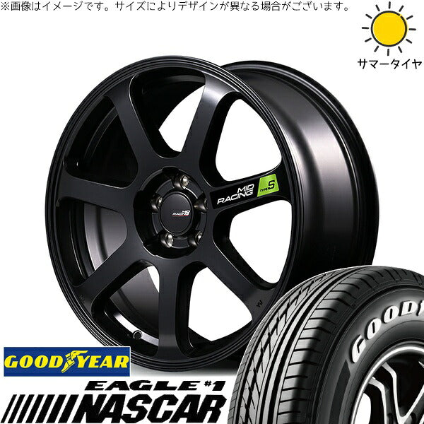グッドイヤー イーグル ナスカー 215/60R17 + MIDレーシング R07 タイプS セミグロスブラック 17インチ 7J +48 5H114.3P サマー・ホイール4本セット。1枚目。