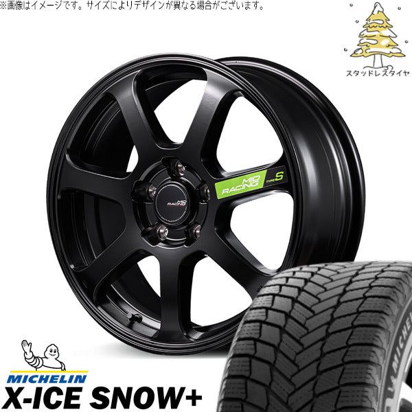 ミシュラン エックスアイス スノー+ 245/40R18 + MIDレーシング R07 タイプS セミグロスブラック 18インチ 8J +45 5H114.3P スタッドレス・ホイール4本セット。1枚目。
