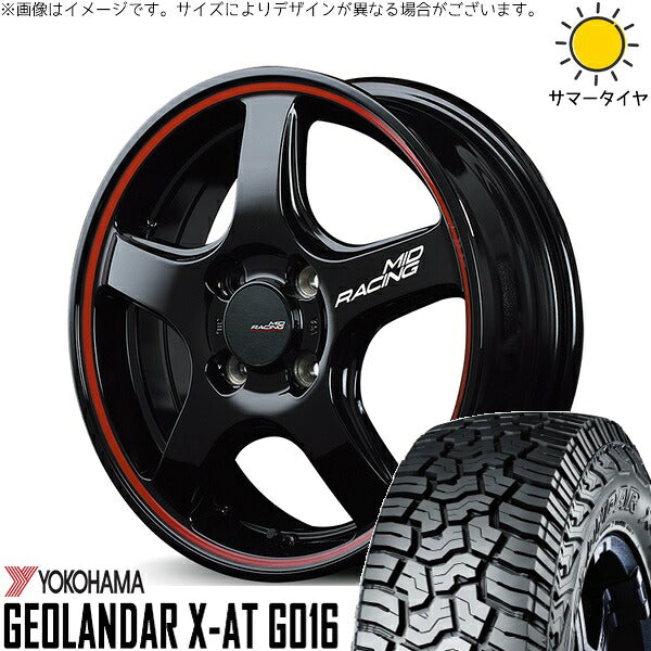 ヨコハマタイヤ ジオランダー X-AT G016 185/60R16 + MIDレーシング R50 ブラック/リムレッドライン 16インチ 6J +43 4H100P サマー・ホイール4本セット。1枚目。