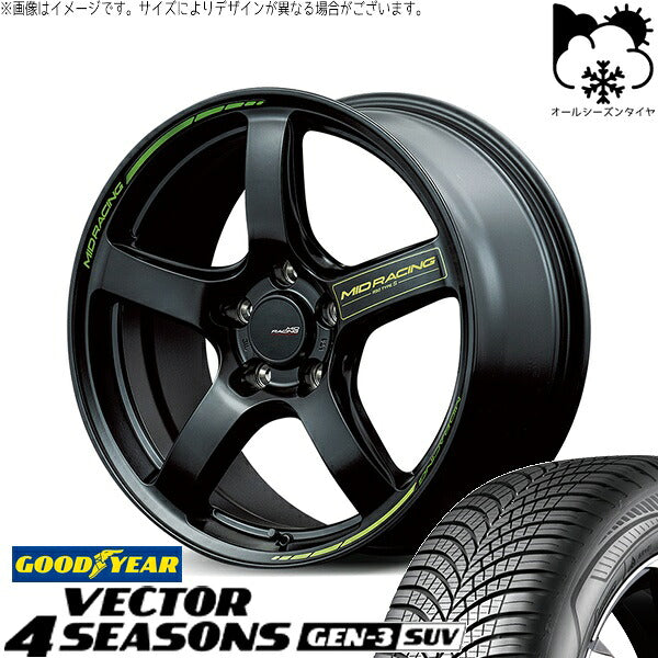 グッドイヤー ベクター4シーズンズ GEN-3 SUV 235/60R18 + MIDレーシング R50 タイプS セミグロスブラック 18インチ 8J +45 5H114.3P オールシーズン・ホイール4本セット。1枚目。