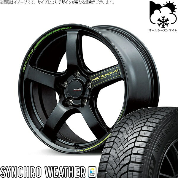 ダンロップ シンクロウェザー 235/55R18 + MIDレーシング R50 タイプS セミグロスブラック 18インチ 8J +45 5H114.3P オールシーズン・ホイール4本セット。1枚目。
