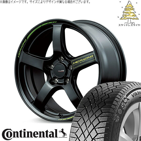 コンチネンタル バイキングコンタクト7 205/55R17 + MIDレーシング R50 タイプS セミグロスブラック 17インチ 7J +48 5H114.3P スタッドレス・ホイール4本セット。1枚目。
