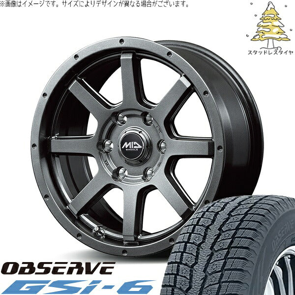 トーヨータイヤ オブザーブ Gsi-6 265/65R17 + MIDホイール マッドライダー メタリックグレー 17インチ 7.5J +25 6H139.7P スタッドレス・ホイール4本セット。1枚目。