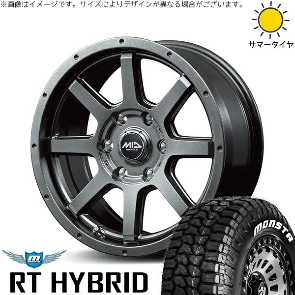 モンスタタイヤ RT ハイブリッド 265/65R17 + MIDホイール マッドライダー メタリックグレー 17インチ 7.5J +25 6H139.7P サマー・ホイール4本セット。1枚目。