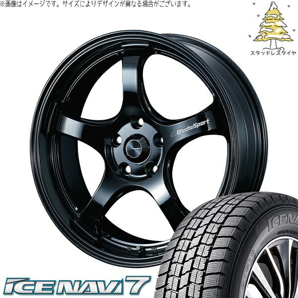 グッドイヤー アイスナビ7 215/40R18 + ウェッズスポーツ RN05M グロスブラック 18インチ 7.5J +45 5H114.3P スタッドレス・ホイール4本セット。1枚目。