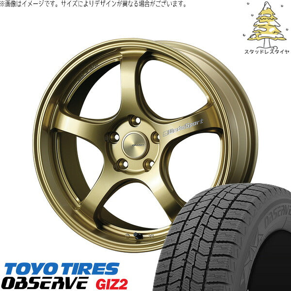 トーヨータイヤ OBSERVE 215/45R18 + ウェッズスポーツ RN05M ゴールド 18インチ 7.5J +45 5H114.3P スタッドレス・ホイール4本セット。1枚目。